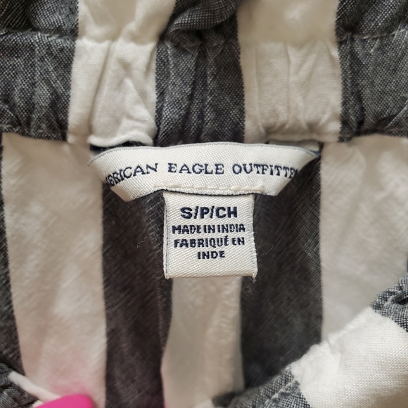 AMERICAN Eagle Wide Leg PaperBag Striped Pants w/ Pockets! - Picture 6 of 12